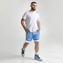 Men's Mitchell & Ness North Carolina Tar Heels 1992 Swingman College Basketball Shorts White/Carolina Blue - 2PPPLTBL UNC -Nike Sportwear Sales 2PPPLTBL UNC M2