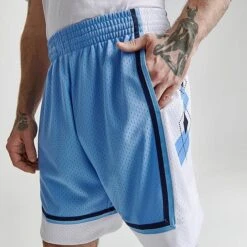 Men's Mitchell & Ness North Carolina Tar Heels 1992 Swingman College Basketball Shorts White/Carolina Blue - 2PPPLTBL UNC -Nike Sportwear Sales 2PPPLTBL UNC M5