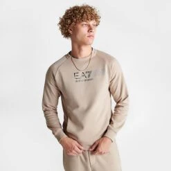 Men's Emporio Armani EA7 Ventus Crewneck Sweatshirt Oxford Tan - 3RPM41 264 -Nike Sportwear Sales 3RPM41 264 M3
