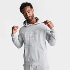 Men's Emporio Armani EA7 Train Visibility Pullover Hoodie Oyster - 3RPM62 054