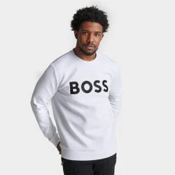 Men's Hugo Boss Salbo Crewneck Sweatshirt White/Black - 50482898 100