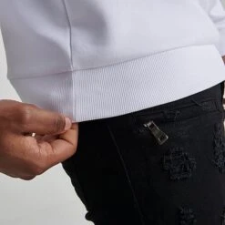 Men's Hugo Boss Salbo Crewneck Sweatshirt White/Black - 50482898 100 -Nike Sportwear Sales 50482898 100 M6