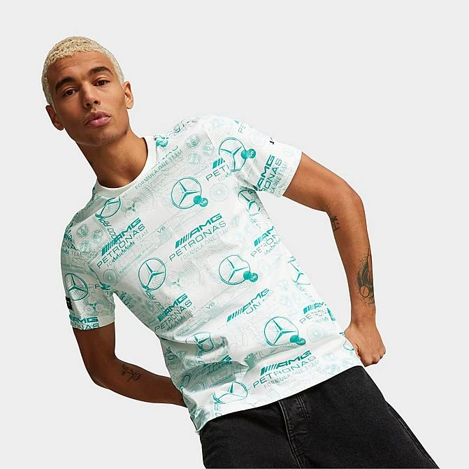 Men's Puma Mercedes AMG Petronas F1 Allover Print Graphic T-Shirt Puma White - 53848003 100 3 Men's Puma Mercedes AMG Petronas F1 Allover Print Graphic T-Shirt Puma White - 53848003 100