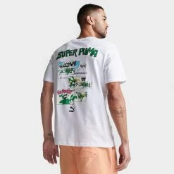 Men's Puma Classics Super Puma Graphic T-Shirt White - 53948102Â 100