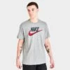 Nike Sportswear Brand Mark T-Shirt Dark Grey Heather/Black/Habanero Red - AR4993 063