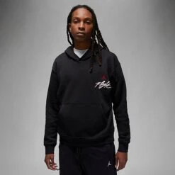 Nike Men's Jordan Essentials Flight Graphic Fleece Pullover Hoodie Black/Fire Red - DQ7505 011