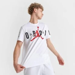 Nike Men's Jordan Air Stretch T-Shirt White/Black/Gym Red - DV1445 100