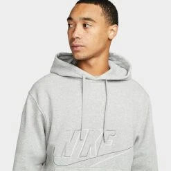 Men's Nike Club Fleece+ Futura Fleece Pullover Hoodie Dark Grey Heather - DX0541 063 11 Men's Nike Club Fleece+ Futura Fleece Pullover Hoodie Dark Grey Heather - DX0541 063 -Nike Sportwear Sales DX0541 063 M4