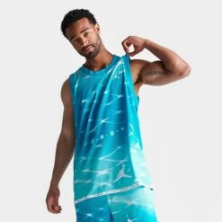 Nike Men's Jordan Essentials Allover Print Mesh Jersey Aquatone/White - DX9665Â 483