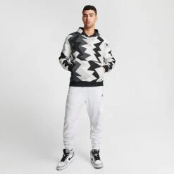 Nike Men's Jordan Flight MVP Allover Heritage Print Fleece Pullover Hoodie Sail/Black/Black/Black - FB7014 133 -Nike Sportwear Sales FB7014 133 M2