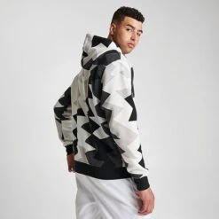 Nike Men's Jordan Flight MVP Allover Heritage Print Fleece Pullover Hoodie Sail/Black/Black/Black - FB7014 133 -Nike Sportwear Sales FB7014 133 M4