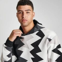 Nike Men's Jordan Flight MVP Allover Heritage Print Fleece Pullover Hoodie Sail/Black/Black/Black - FB7014 133 -Nike Sportwear Sales FB7014 133 M5