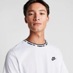 Men's Nike Sportswear Club Futura Logo T-Shirt White/Black - FB7309 100 -Nike Sportwear Sales FB7309 100 M5