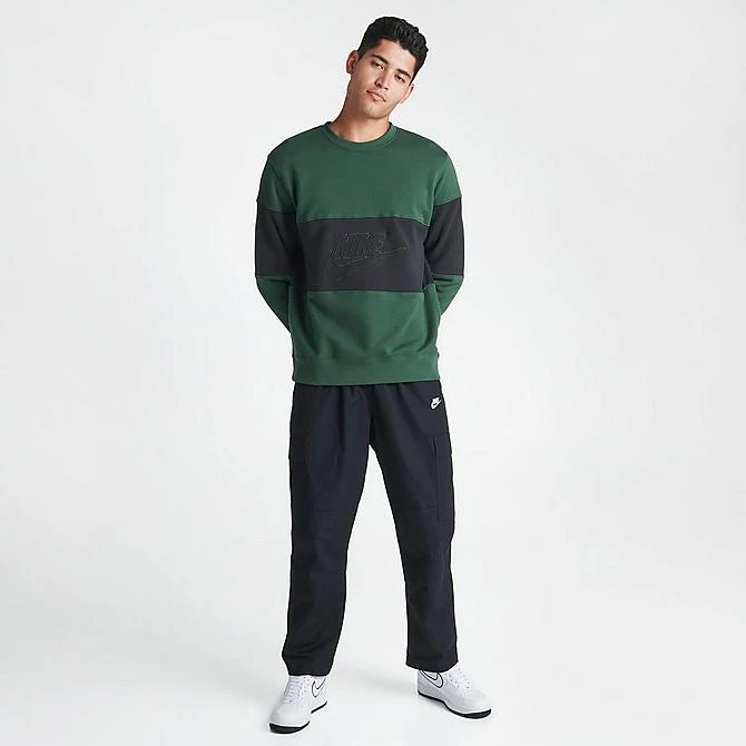 Men's Nike Club French Terry Colorblocked Crewneck Sweatshirt Fir/Black - FB7848 323 4 Men's Nike Club French Terry Colorblocked Crewneck Sweatshirt Fir/Black - FB7848 323 - Image 2
