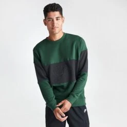 Men's Nike Club French Terry Colorblocked Crewneck Sweatshirt Fir/Black - FB7848 323 9 Men's Nike Club French Terry Colorblocked Crewneck Sweatshirt Fir/Black - FB7848 323 -Nike Sportwear Sales FB7848 323 M3