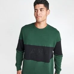 Men's Nike Club French Terry Colorblocked Crewneck Sweatshirt Fir/Black - FB7848 323 11 Men's Nike Club French Terry Colorblocked Crewneck Sweatshirt Fir/Black - FB7848 323 -Nike Sportwear Sales FB7848 323 M5