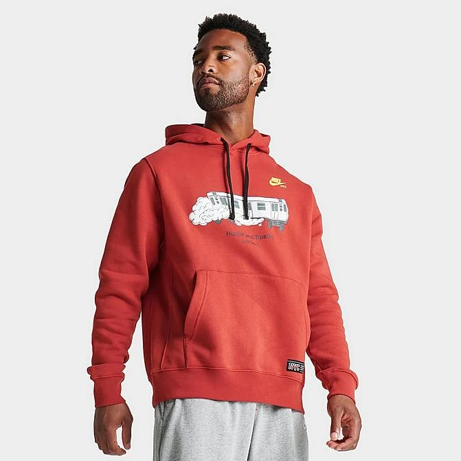 Men's Nike Sportswear Club Fleece NYC Hustle Graphic Hoodie Cinnabar/Black - FB9029 623 3 Men's Nike Sportswear Club Fleece NYC Hustle Graphic Hoodie Cinnabar/Black - FB9029 623