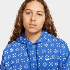 Men's Nike Sportswear Club Fleece Monogram Hoodie Game Royal - FJ1635 480 -Nike Sportwear Sales FJ1635 480 M4