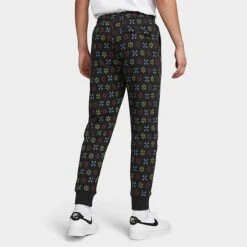 Men's Nike Sportswear Club Fleece Monogram Jogger Pants Black/White - FJ1637 010 -Nike Sportwear Sales FJ1637 010 M3