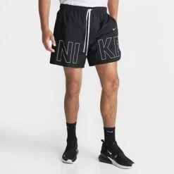 Men's Nike Sportswear Embroidered Woven Flow Shorts Black/White - FJ1653 010