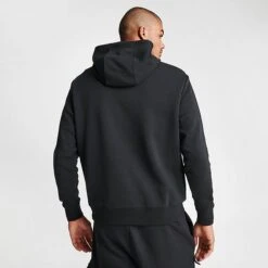 Men's Nike Air Retro Swoosh Fleece Pullover Hoodie Black/Black/Summit White - FN7691 010 -Nike Sportwear Sales FN7691 010 M4