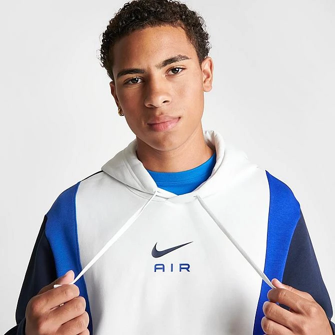 Men's Nike Air Retro Swoosh Fleece Pullover Hoodie Summit White/Obsidian/Game Royal - FN7691 122 7 Men's Nike Air Retro Swoosh Fleece Pullover Hoodie Summit White/Obsidian/Game Royal - FN7691 122 - Image 5