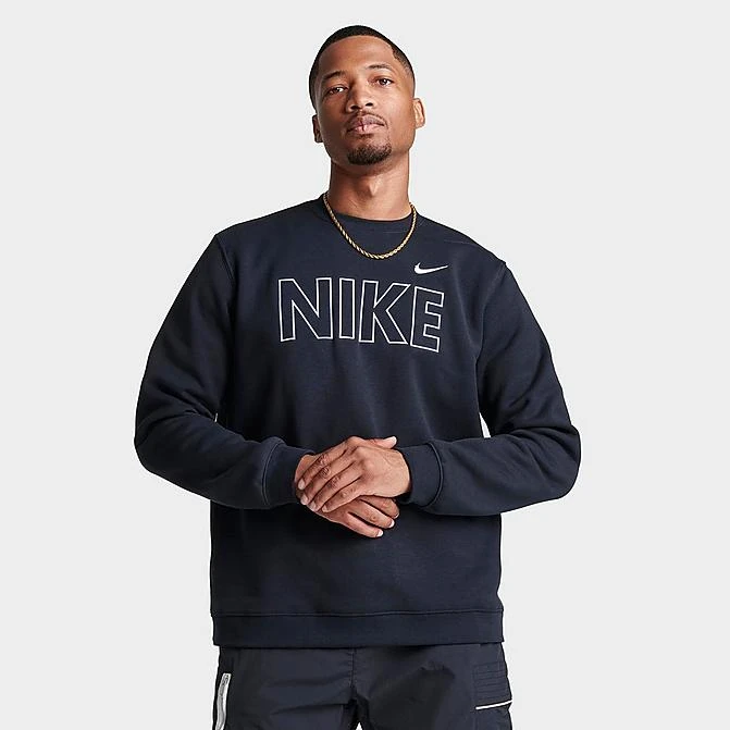 Men's Nike Sportswear Club Fleece Wordmark Crewneck Sweatshirt Black/Multi - FQ6151 010 3 Men's Nike Sportswear Club Fleece Wordmark Crewneck Sweatshirt Black/Multi - FQ6151 010
