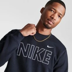 Men's Nike Sportswear Club Fleece Wordmark Crewneck Sweatshirt Black/Multi - FQ6151 010 11 Men's Nike Sportswear Club Fleece Wordmark Crewneck Sweatshirt Black/Multi - FQ6151 010 -Nike Sportwear Sales FQ6151 010 M5