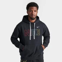 Men's Nike Sportswear Club Fleece Wordmark Pullover Hoodie Black/Multi - FQ6155Â 011