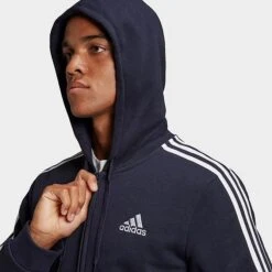 Men's Adidas Essentials Fleece 3-Stripes Full Zip Hoodie Ink - GK9053 408 11 Men's Adidas Essentials Fleece 3-Stripes Full Zip Hoodie Ink - GK9053 408 -Nike Sportwear Sales GK9053 408 M5