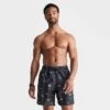 Men's Adidas Originals Trefoil Graphic Print Swim Shorts Black - HM6218 001