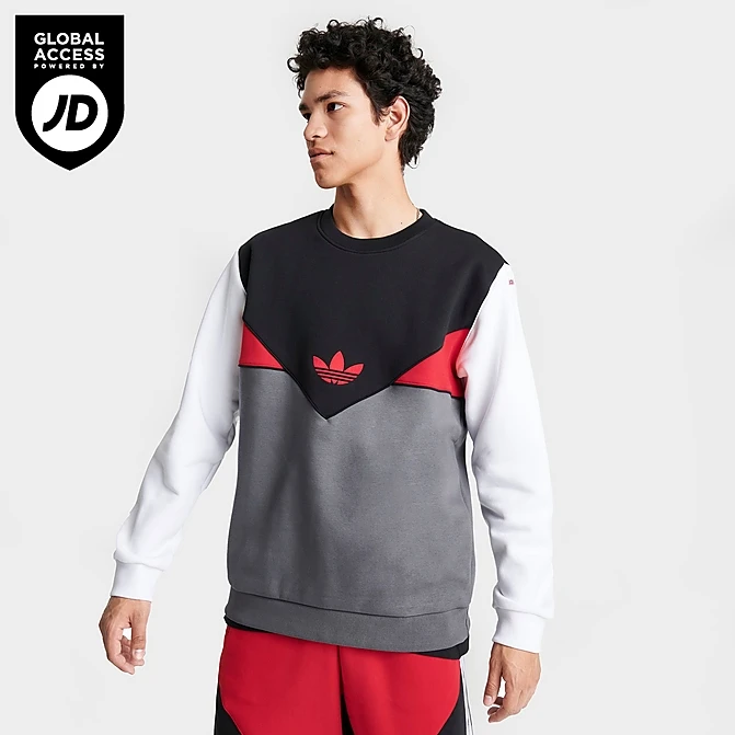 Men's Adidas Originals Colorado Crewneck Sweatshirt Black/Grey/Better Scarlet/White - IQ0018 001