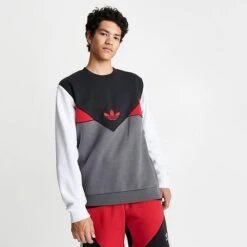 Men's Adidas Originals Colorado Crewneck Sweatshirt Black/Grey/Better Scarlet/White - IQ0018 001 -Nike Sportwear Sales IQ0018 001 M3