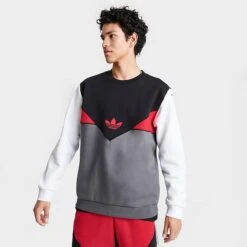 Men's Adidas Originals Colorado Crewneck Sweatshirt Black/Grey/Better Scarlet/White - IQ0018 001 -Nike Sportwear Sales IQ0018 001 M5