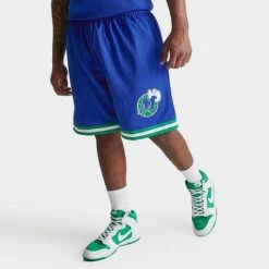 Men's Mitchell & Ness Dallas Mavericks NBA 1998-99 Away Swingman Basketball Shorts Royal Blue/Green - MAROYA98 DAL