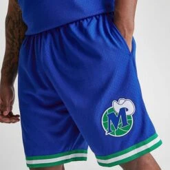 Men's Mitchell & Ness Dallas Mavericks NBA 1998-99 Away Swingman Basketball Shorts Royal Blue/Green - MAROYA98 DAL -Nike Sportwear Sales MAROYA98 DAL M5