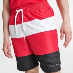 Men's Sonneti London Striped Swim Shorts Red/Black - SNM13121 090 11 Men's Sonneti London Striped Swim Shorts Red/Black - SNM13121 090 -Nike Sportwear Sales SNM13121 090 M5