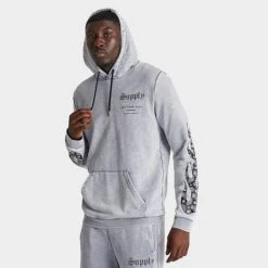 Men's Supply & Demand Acid Flame Graphic Pullover Hoodie Mid Grey - SUM16347 030