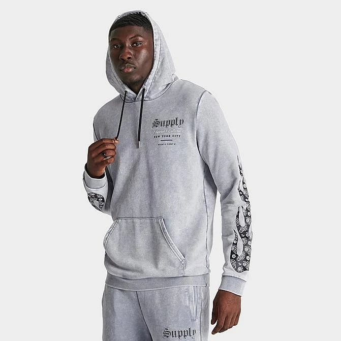 Men's Supply & Demand Acid Flame Graphic Pullover Hoodie Mid Grey - SUM16347 030