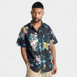 Men's Vans Kessel Button-Down Shirt Black/Multi - VN0007W1 001