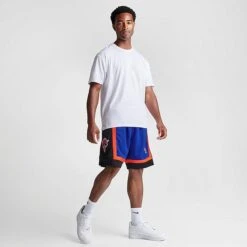 Men's Mitchell & Ness New York Knicks NBA 1996-97 Away Basketball Shorts Royal Blue/Black/Orange - YKROYA96 410 -Nike Sportwear Sales YKROYA96 410 M2