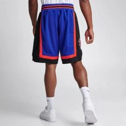 Men's Mitchell & Ness New York Knicks NBA 1996-97 Away Basketball Shorts Royal Blue/Black/Orange - YKROYA96 410 -Nike Sportwear Sales YKROYA96 410 M4