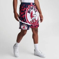 Men's Mitchell & Ness Boston Red Sox MLB Jumbotron 2.0 All-Over Print Shorts Navy/Red - YPPPNYRD 400 -Nike Sportwear Sales YPPPNYRD 400 M3