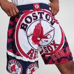 Men's Mitchell & Ness Boston Red Sox MLB Jumbotron 2.0 All-Over Print Shorts Navy/Red - YPPPNYRD 400 -Nike Sportwear Sales YPPPNYRD 400 M6